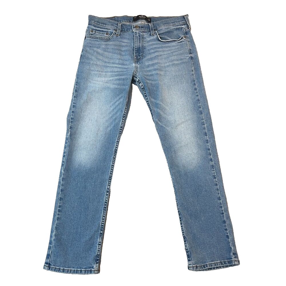 Hollister Slim Straight Epic Flex Mid Rise Jeans Mens 31x27 Blue Denim